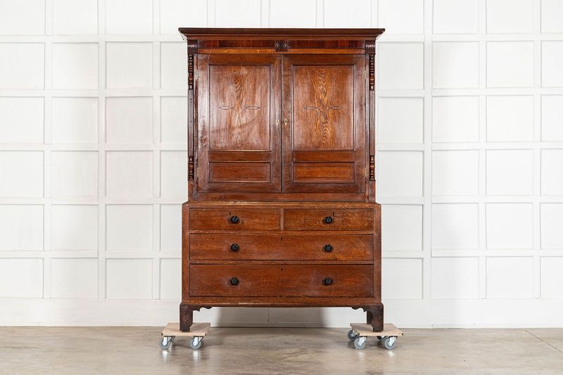 Large 19thC English Georgian Oak Housekeepers Cupboard Large 19thC English Georgian Oak Housekeepers Cupboard