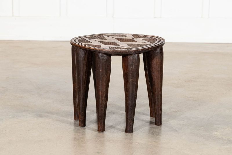 African Tribal Carved Teak Nupe Stool African Tribal Carved Teak Nupe Stool