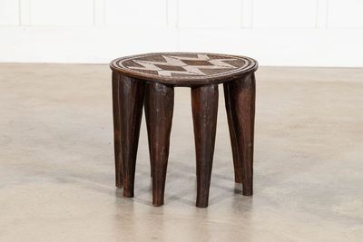 African Tribal Carved Teak Nupe Stool African Tribal Carved Teak Nupe Stool