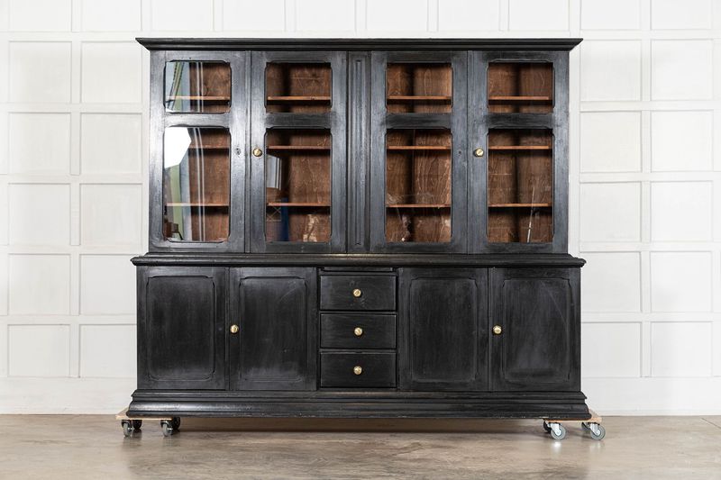Monumental 19thC French Ebonised Fruitwood Housekeepers Cupboard Monumental 19thC French Ebonised Fruitwood Housekeepers Cupboard