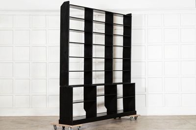 Large 19thC English Pine Ebonised Haberdashery Display Bookcase Large 19thC English Pine Ebonised Haberdashery Display Bookcase