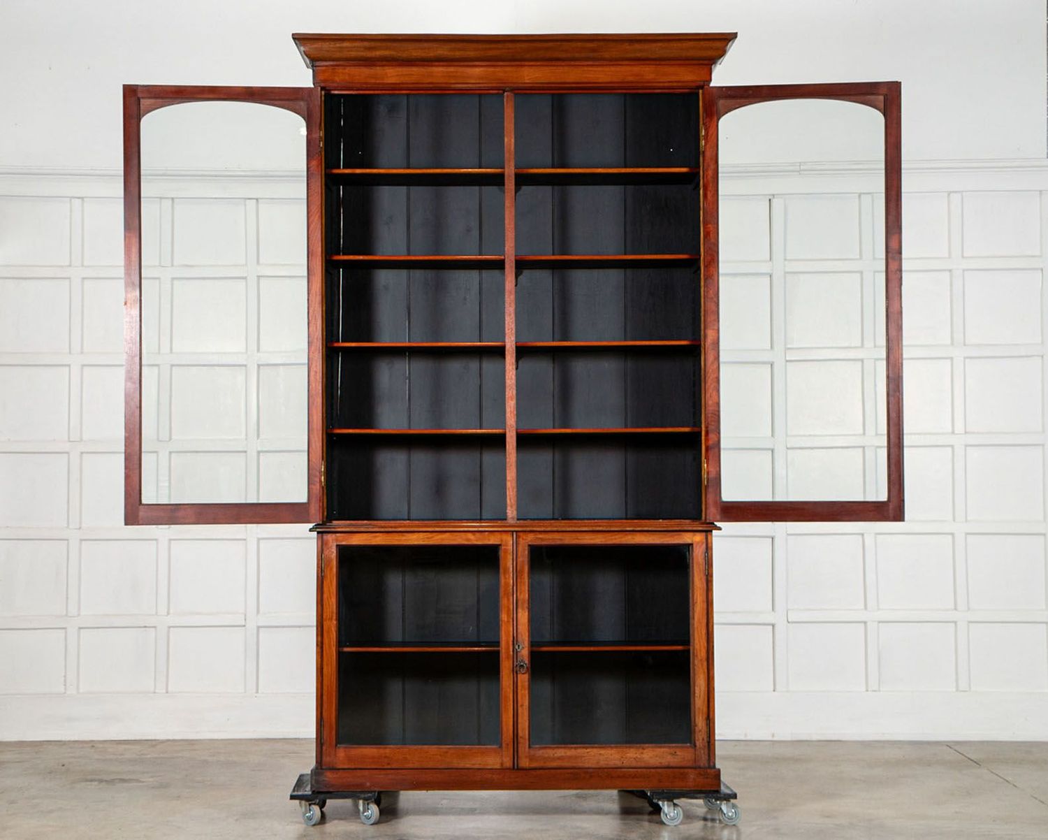 Large 19thC English Mahogany Glazed Library Bookcase