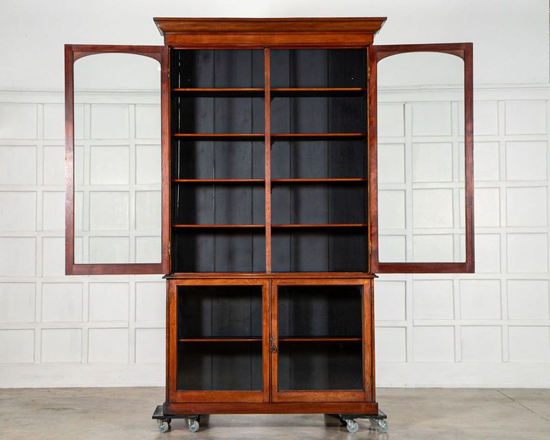 Large 19thC English Mahogany Glazed Library Bookcase