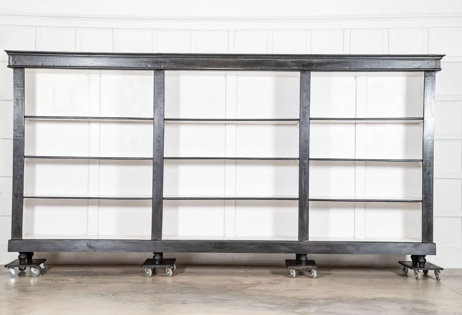 Monumental 19thC French Ebonised Pine Bookcase