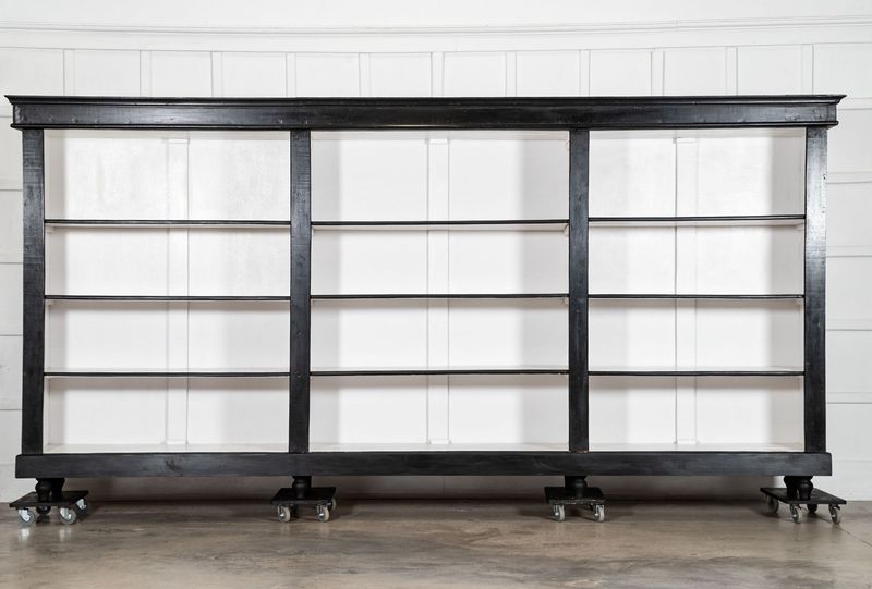 Monumental 19thC French Ebonised Pine Bookcase