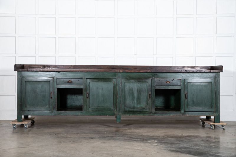 Monumental French Original Painted Pine Work Table Island