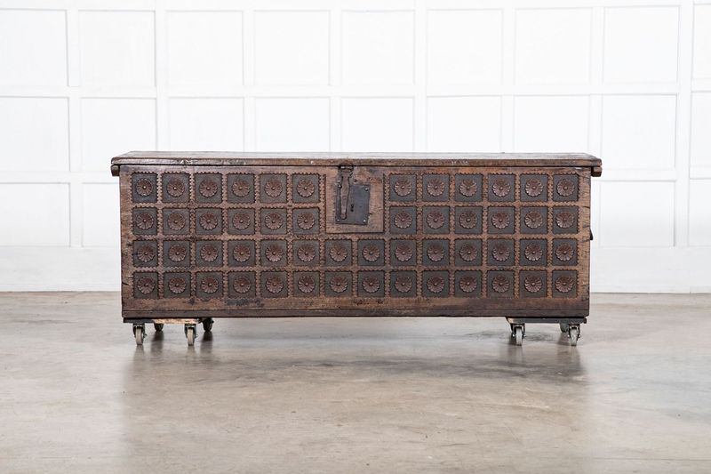 Large 17thC English Oak Carved Coffer Large 17thC English Oak Carved Coffer