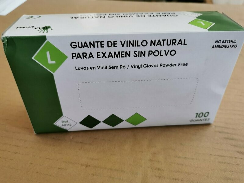 Guantes de vinilo t/g 100 unidades