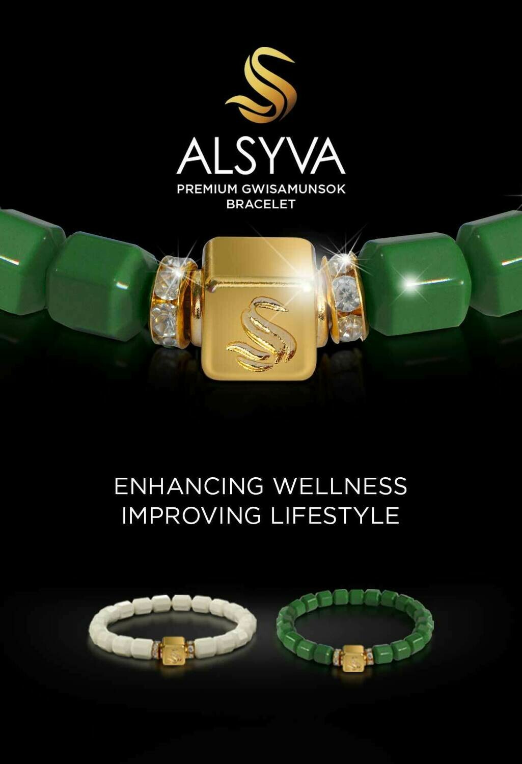 Gelang Alsyva (green/white/black)jade