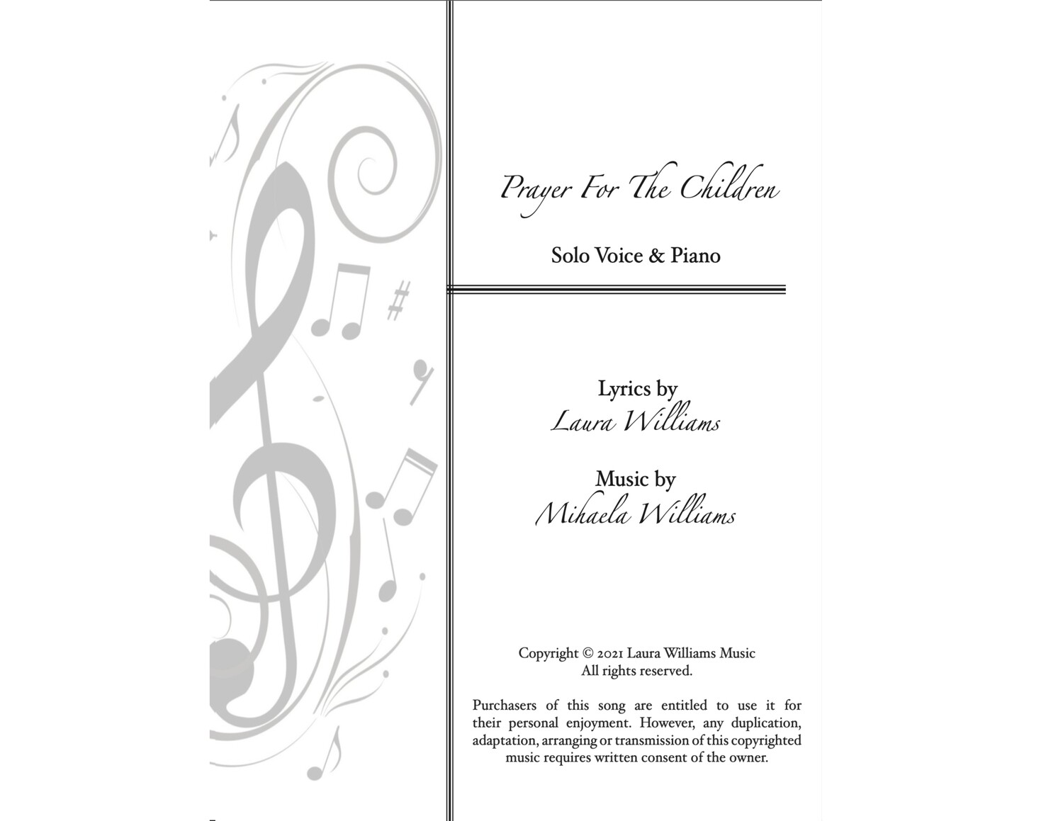 Prayer For the Children (Sheet Music)
