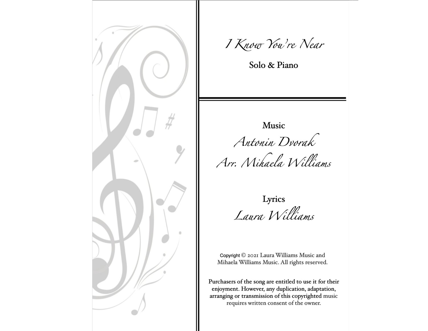 I Know You're Near (Sheet Music)