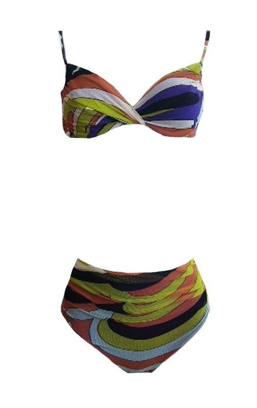 PUCCI - Bikini con coppe e slip alto in tulle doppiato
