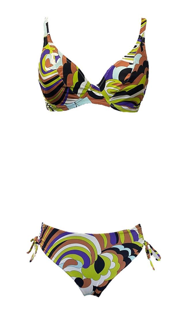 PUCCI - Bikini con coppe e slip alto con filze laterali