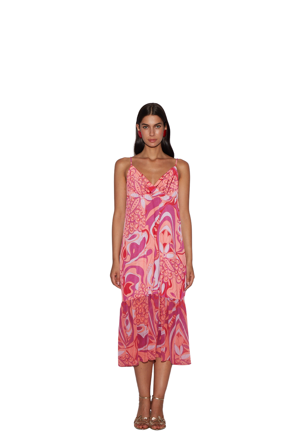 Abito midi in raso e tulle