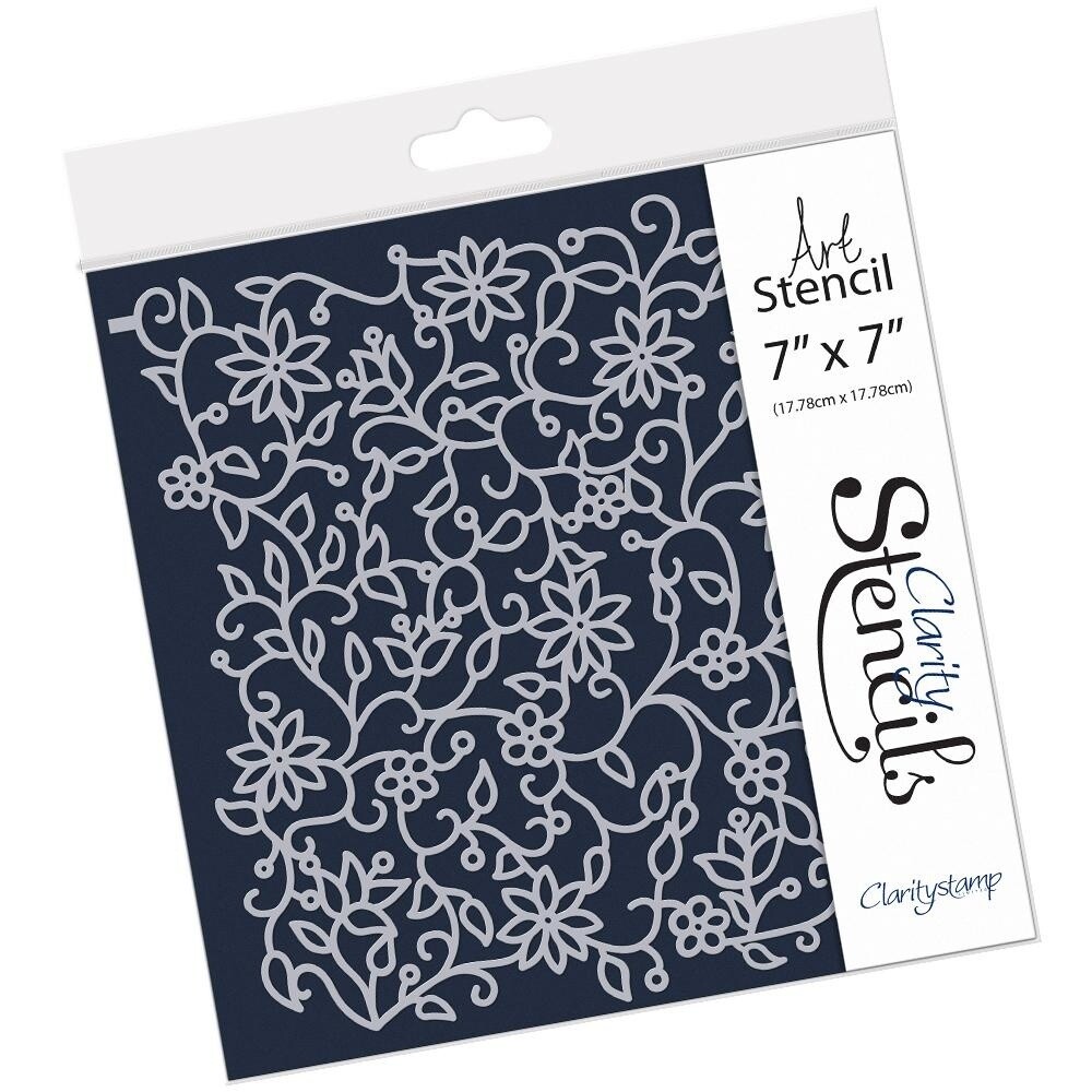 Clarity Frameless Stencils 7&quot; X 7&quot; FLORAL FLOURISH