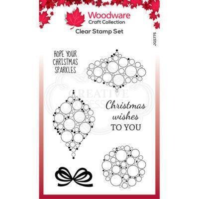 Woodware Clear Magic Stamp set - Bubble MINI BAUBLES by Jane Gill