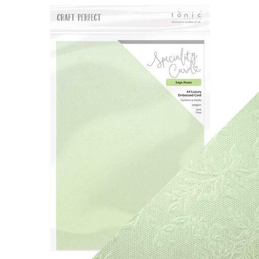 Craft Perfect Luxury Embossed Card - SAGE ROSE
