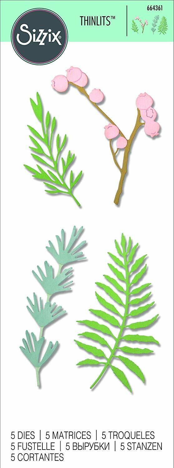 Sizzix Thinlits Die - 664361 NATURAL LEAVES 5 dies