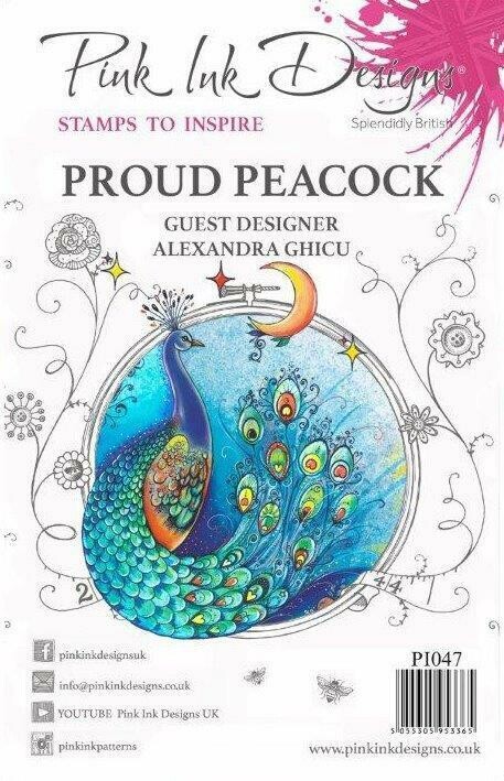 Pink Ink Designs A5 Stamp - PROUD PEACOCK