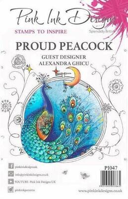 Pink Ink Designs A5 Stamp - PROUD PEACOCK