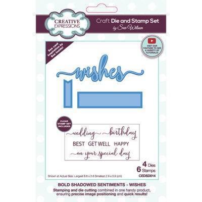 Dies by Sue Wilson - Stamp &amp; Die set Bold Shadowed Sentiments - CEDSD014 - WISHES