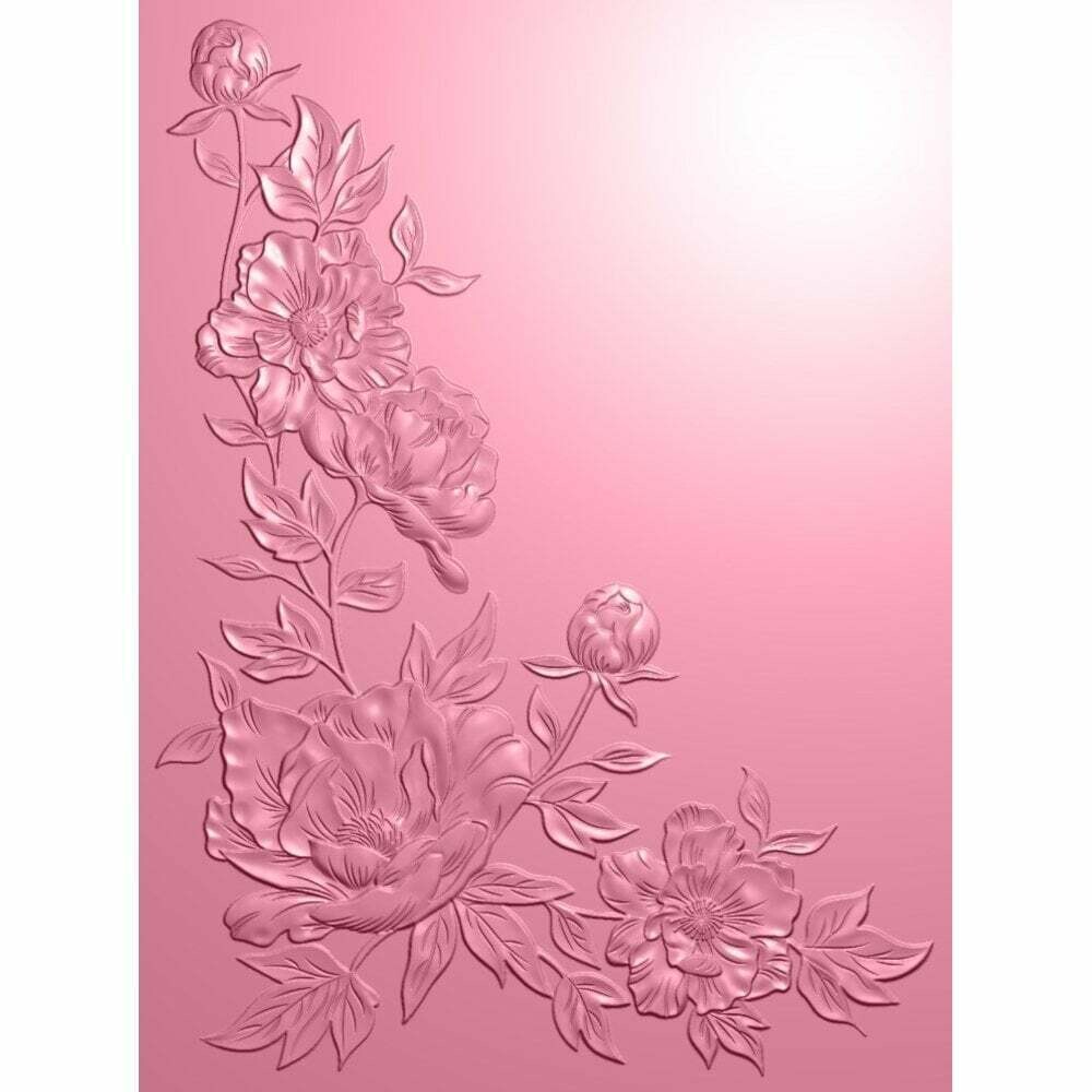 Sara&#39;s Signature Collection Garden of Love 3D Embossing Folder - PEONY CORNER