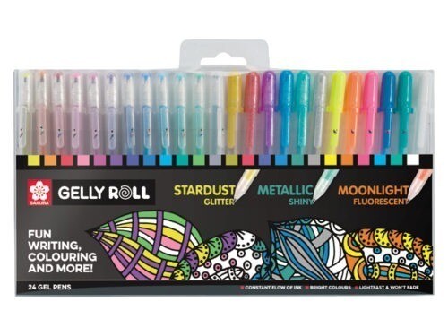 Sakura GELLY ROLL - STARDUST,METALLIC &amp; MOONLIGHT x Pack set of 24 colours