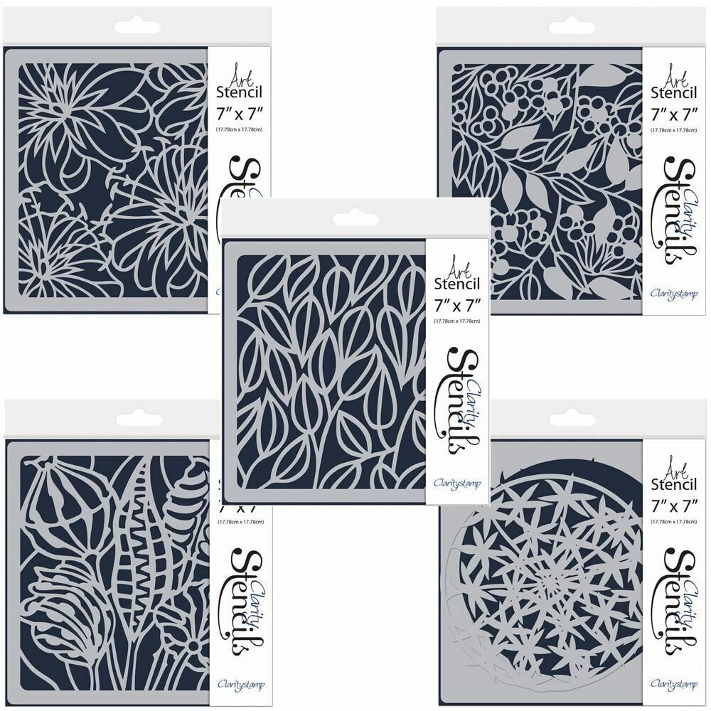 Clarity Stencils 7&quot; X 7&quot; PODS &amp; FOLIAGE set of 5