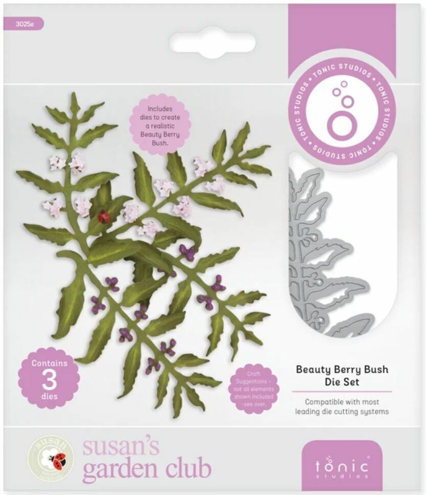 Tonic Die Set - Susan&#39;s Garden Club - BEAUTY BERRY BUSH - 3 Dies