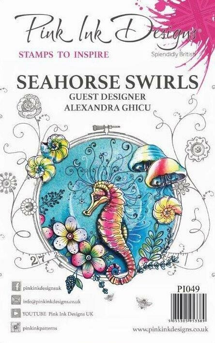 Pink Ink Designs A5 Stamp - SEAHORSE SWIRLS