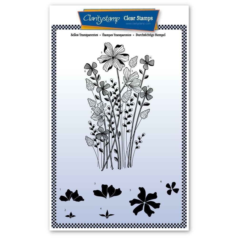 Clarity Stamps &amp; Stencil A5 - Tina&#39;s MEADOW FLOWER SPRAY