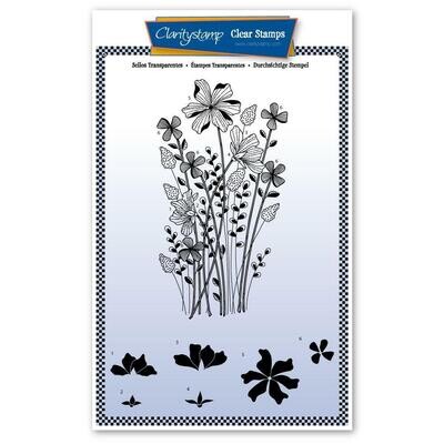 Clarity Stamps &amp; Stencil A5 - Tina&#39;s MEADOW FLOWER SPRAY