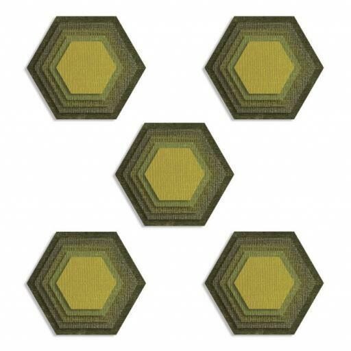 Sizzix Thinlits Die - 664420 STACKED HEXAGONS by Tim Holtz 25 dies