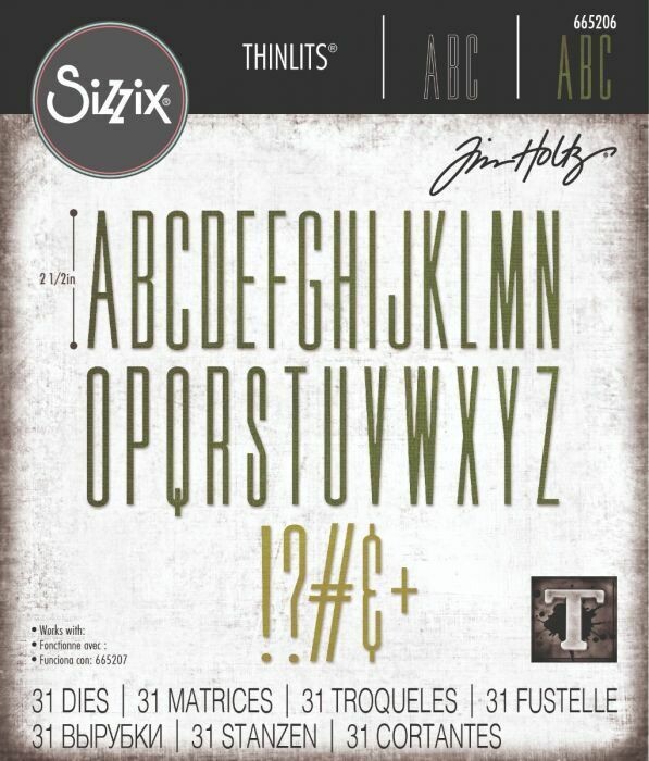 Sizzix Thinlits Die - 665206 31 pieces/PK - ALPHANUMERIC STRETCH Upper by Tim Holtz