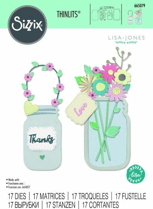 Sizzix Thinlits Die - 665079 17 pieces/PK - JAR OF FLOWERS