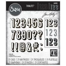 Sizzix Thinlits Die - 664808 by Tim Holtz 21pk - ALPHANUMERIC SHADOW NUMBERS