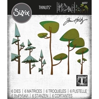 Sizzix Thinlits Die - 665217 6PK - Funky Trees by Tim Holtz
