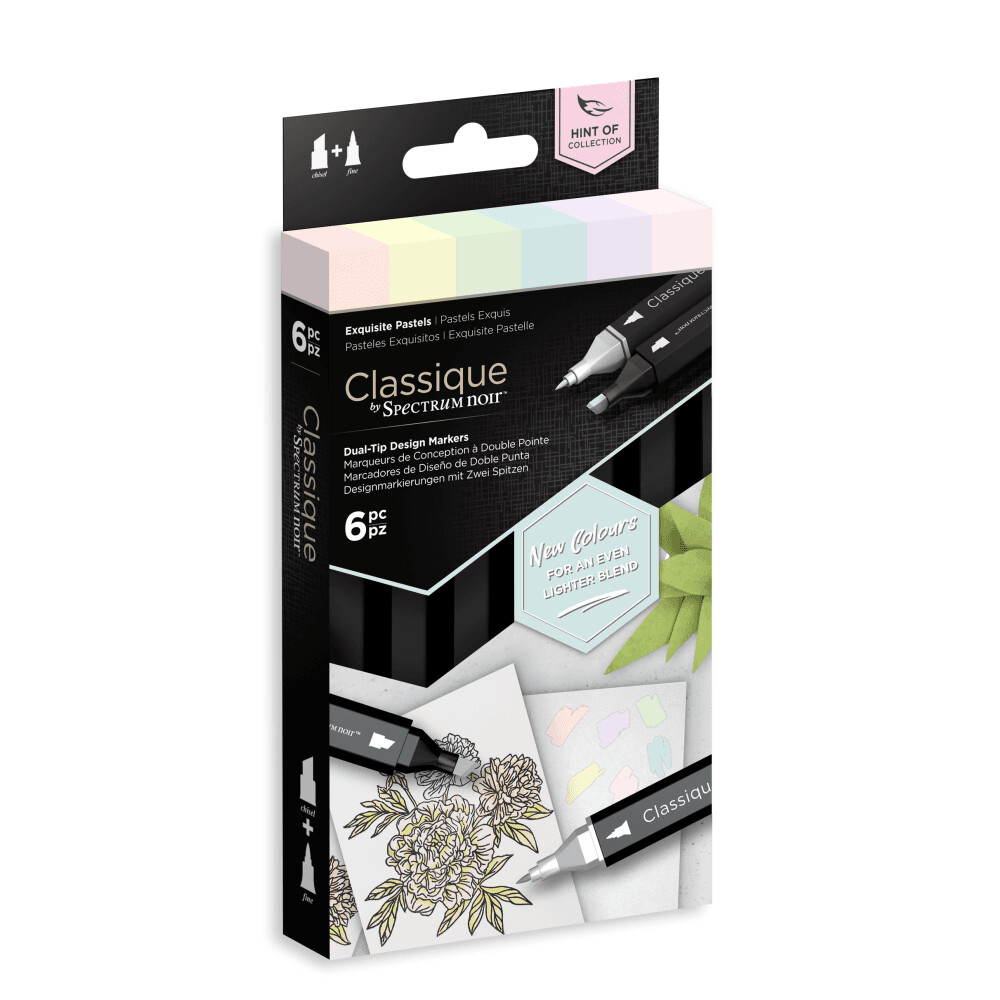 NEW! Spectrum Noir CLASSIQUES 6 Alcohol Pen set &quot;Hint Of&quot;- EXQUISITE PASTELS