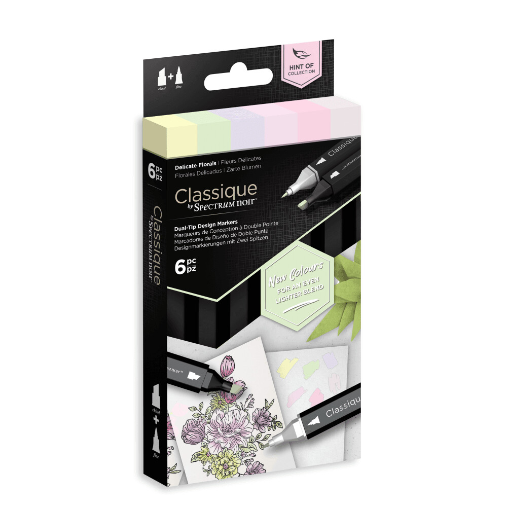 NEW! Spectrum Noir CLASSIQUES 6 Alcohol Pen set &quot;Hint Of&quot;- DELICATE FLORALS