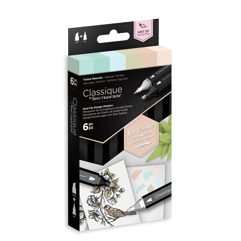 NEW! Spectrum Noir CLASSIQUES 6 Alcohol Pen set &quot;Hint Of&quot;- TINTED NATURALS