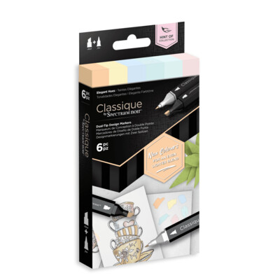 NEW! Spectrum Noir CLASSIQUES 6 Alcohol Pen set &quot;Hint Of&quot;- ELEGANT HUES