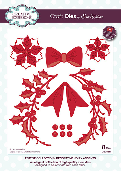Sue Wilson 2020 Range Dies - DECORATIVE HOLLY ACCENTS
