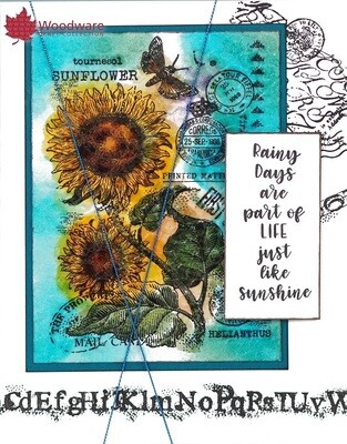 Woodware Clear Magic Stamp set - VINTAGE SUNFLOWER by Francoise Read
