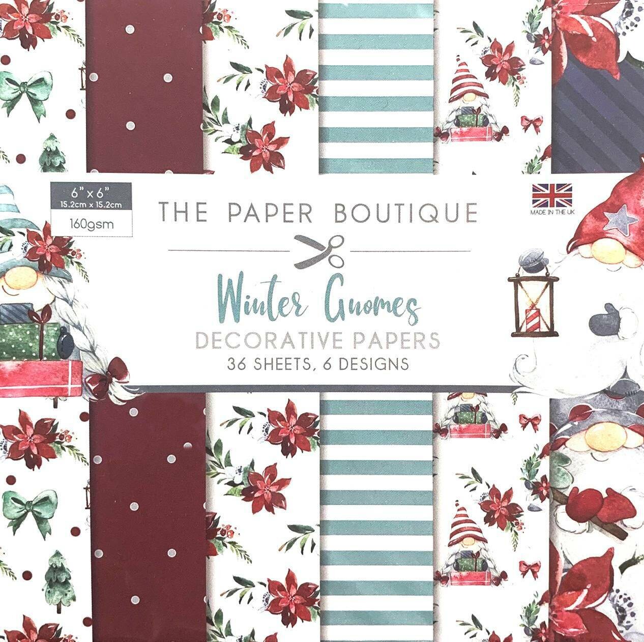 WINTER GNOMES by The Paper Boutique - Card Making Decorative Papers 6&quot;x 6&quot;