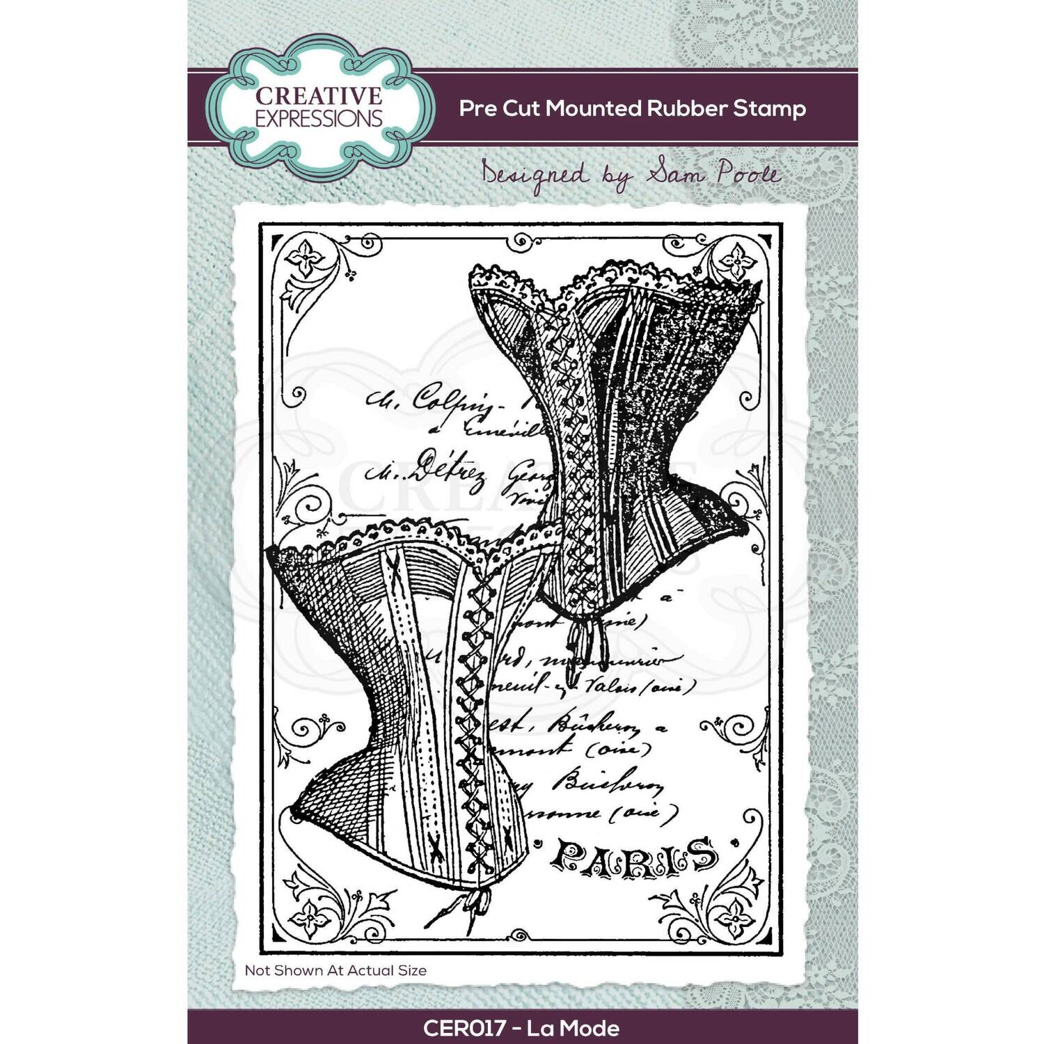 Creative Expressions Rubber A6 Stamp set - LA MODE by Sam Poole