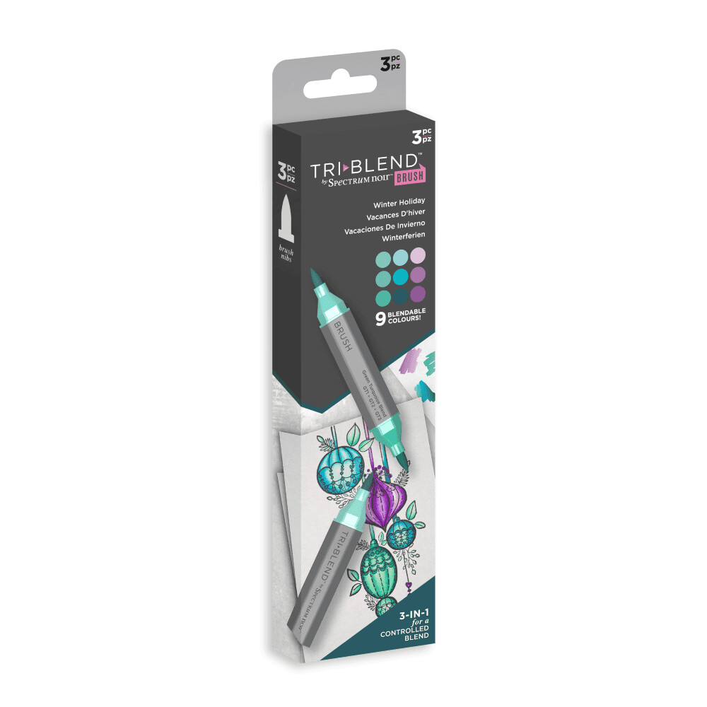NEW! Spectrum Noir Tri-Blend BRUSH 3 Alcohol Pen set - WINTER HOLIDAY