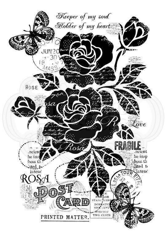 Woodware Clear Magic Stamp set - VINTAGE ROSE