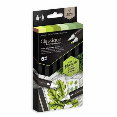 NEW! Spectrum Noir CLASSIQUES 6 Alcohol Pen set - GREENS