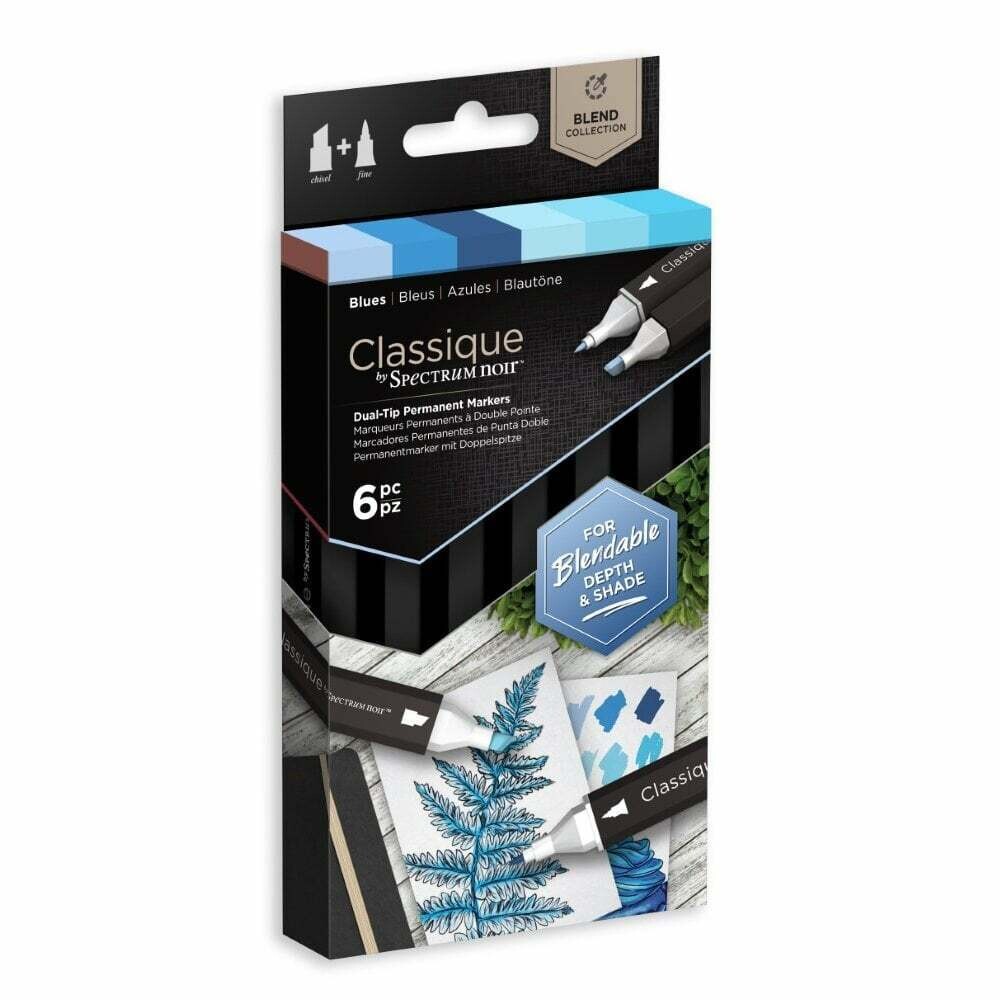 NEW! Spectrum Noir CLASSIQUES 6 Alcohol Pen set - BLUES