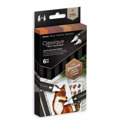 NEW! Spectrum Noir CLASSIQUES 6 Alcohol Pen set - BROWNS